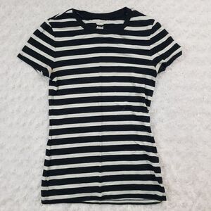 Old Navy size medium fitted black and white striped short sleeve